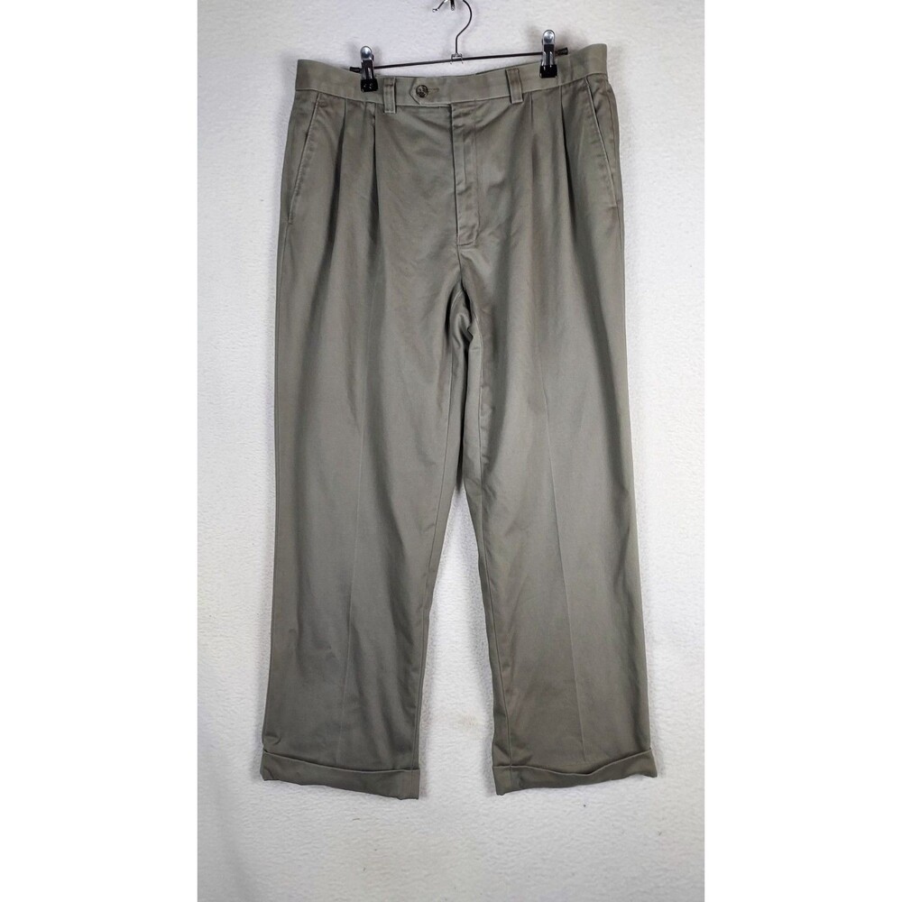 Lauren Ralph Lauren Mens Dress Pants Khaki Cotton Flat Front Classic 34x30